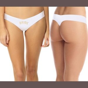 NEW Commando Bride Classic Mircofiber Thong in White/Gold [SZ‎ M/L ]